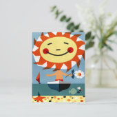 ポルトガルヴィンテージ旅行ポスター復元 ポストカード (スタンド正面)