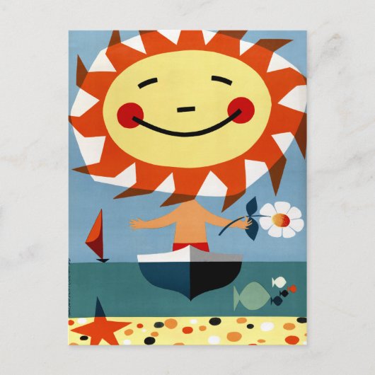 ポルトガルヴィンテージ旅行ポスター復元 ポストカード (正面)