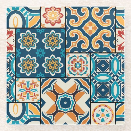 ポルトガル人のアズレホ伝統的ス：タイル・アート。 ガラスコースター (正面)