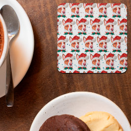 ポルトガル人のポデゴ犬がクリスマスの星を育てる スクエアペーパーコースター