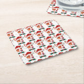 ポルトガル人のポデゴ犬がクリスマスの星を育てる スクエアペーパーコースター (アングル)