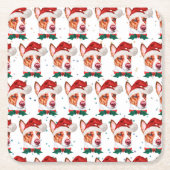 ポルトガル人のポデゴ犬がクリスマスの星を育てる スクエアペーパーコースター (正面)