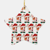 ポルトガル人のポデゴ犬がクリスマスの星を育てる セラミックオーナメント (正面)