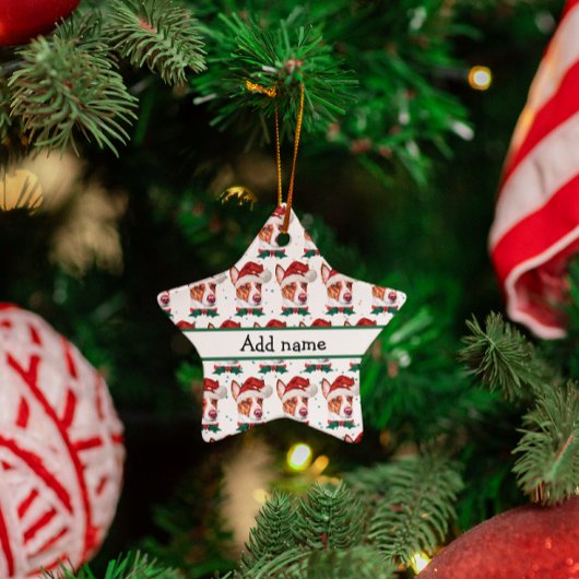 ポルトガル人のポデゴ犬がクリスマスの星を育てる セラミックオーナメント