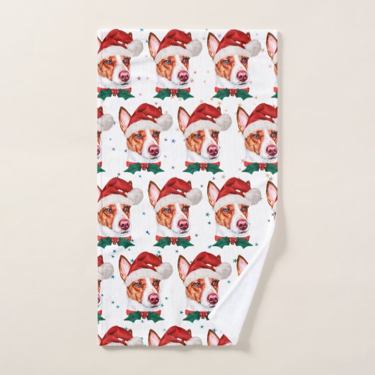 ポルトガル人のポデゴ犬がクリスマスの星を育てる ハンドタオル (ハンドタオル)