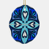 ポルトガル人のAzulejosの青によってインスパイアハートのタイル セラミックオーナメント (右)