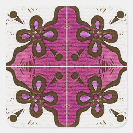 ポルトガル人アズレインスパイアヨスのピンク色の花 スクエアシール (正面)