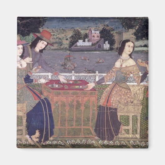 ポルトガル人食べ物の女性の食事、ゴア マグネット (正面)