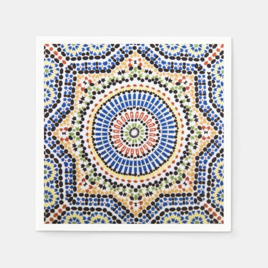 ポルトガル伝統的のアズレジョのタイル模様 スタンダードカクテルナプキン (正面)