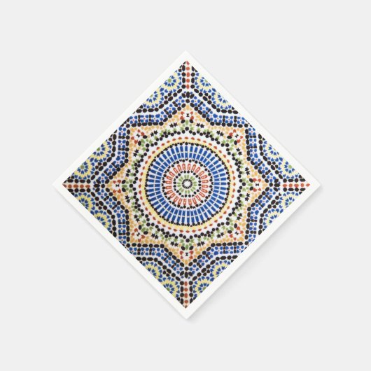 ポルトガル伝統的のアズレジョのタイル模様 スタンダードカクテルナプキン (角)