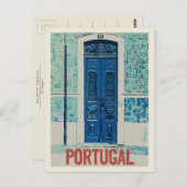 ポルトガル伝統的のドア、タイルイラストレーション ポストカード (正面/裏面)