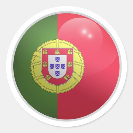 ポルトガル光沢円国旗 ラウンドシール (正面)