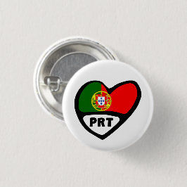 ポルトガル国コード国旗のハートピンバッジ、PRT 缶バッジ