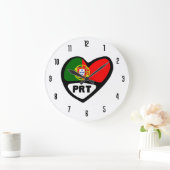 ポルトガル国コードPRTフラグハート ラージ壁時計 (ホーム)