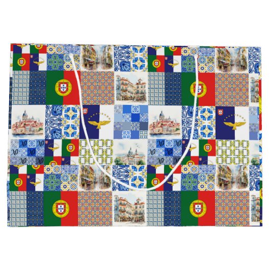 ポルトガル国旗とアゾレス国旗との抱き枕 ラージペーパーバッグ (裏面)