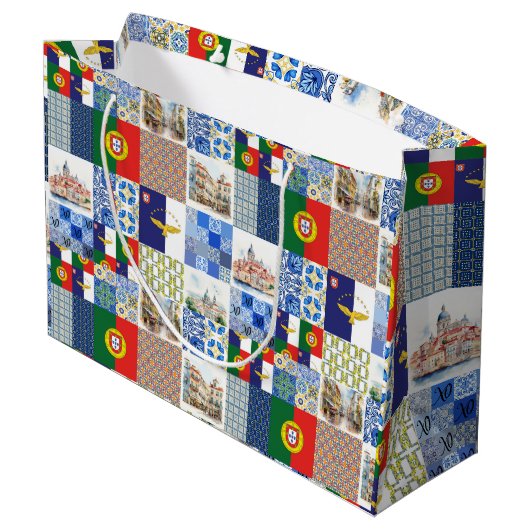 ポルトガル国旗とアゾレス国旗との抱き枕 ラージペーパーバッグ (裏面アングル)