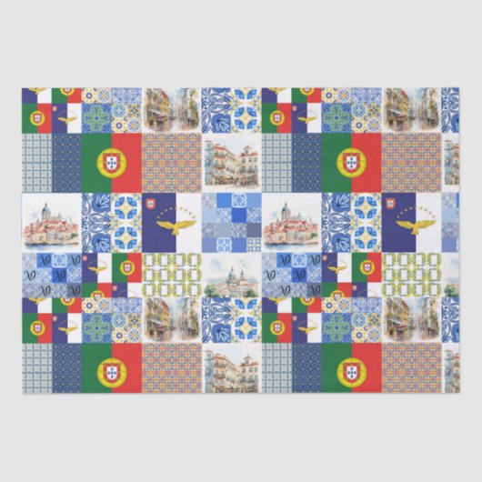 ポルトガル国旗とアゾレス国旗のティッシュペーパー 薄葉紙 (正面)