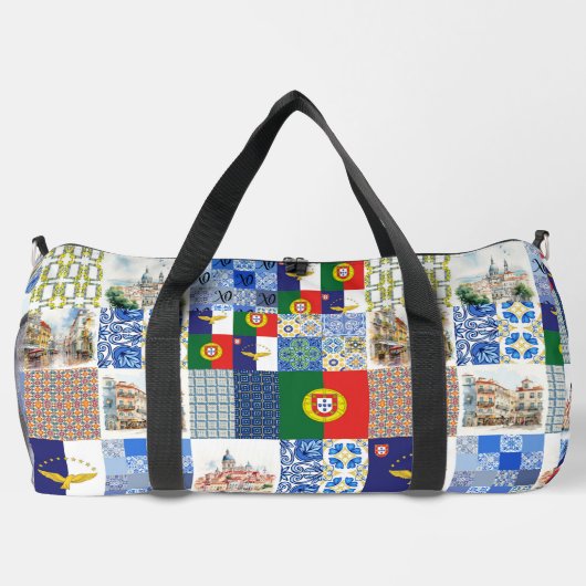 ポルトガル国旗とアゾレス国旗のパターン ダッフルバッグ (裏面)