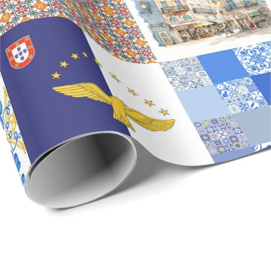 ポルトガル国旗とアゾレス国旗の包装紙 ラッピングペーパー (ロールコーナー)