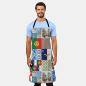 ポルトガル国旗とアゾレス諸島のオールオーバープリントエプロン エプロン (着用した状態)