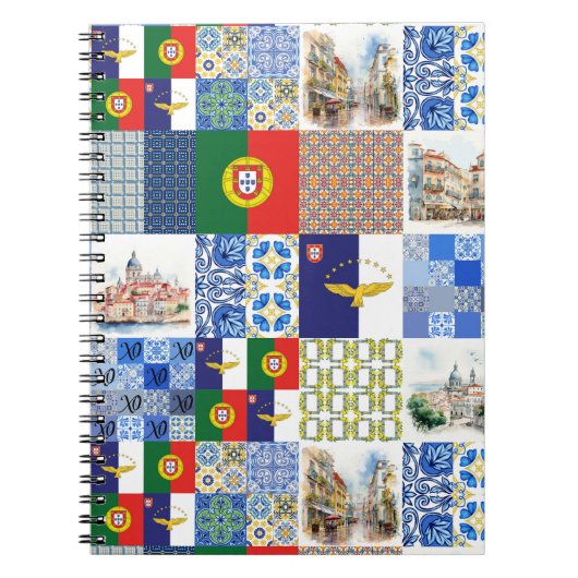 ポルトガル国旗とアゾレス諸島のスパイラルフォトノートブック ノートブック (正面)