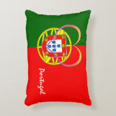 ポルトガル国旗とハート – ポルトガル/スポーツファン アクセントクッション (正面(垂直))