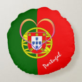 ポルトガル国旗とハート – ポルトガル/スポーツファン ラウンドクッション (裏面)