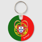 ポルトガル国旗とハート – ポルトガル/ラブスポーツ キーホルダー (正面)