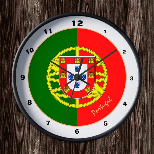 ポルトガル国旗とポルトガルトレンディーファッション/デザイン ラウンド壁時計