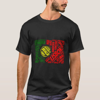 ポルトガル国旗と市名リスボン・ブラガ・ワードAr Tシャツ