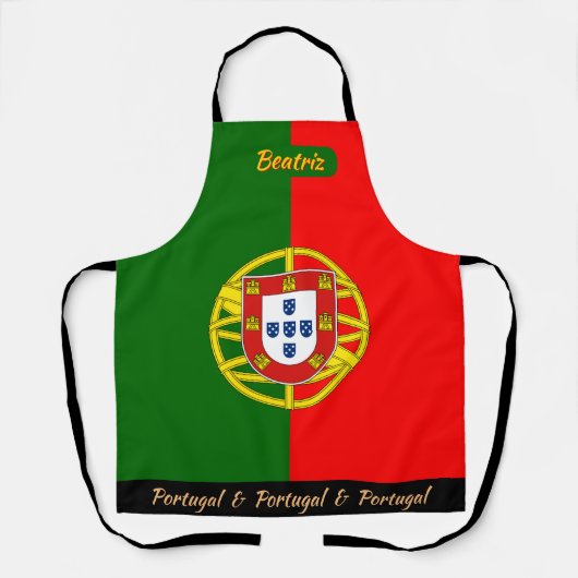 ポルトガル国旗のエプロン、ポルトガル料理人キッチン エプロン (正面)
