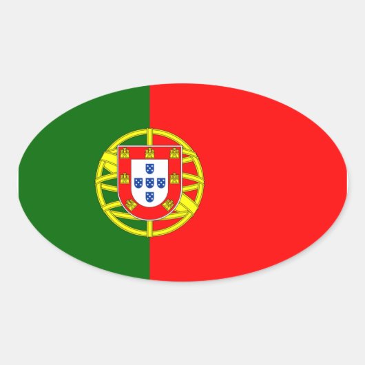 ポルトガル国旗のオーバルステッカー 楕円形シール (正面)