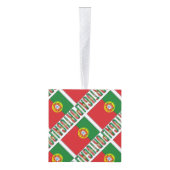 ポルトガル国旗のタイル張り黒パーソナライズされた キューブオーナメント (右)