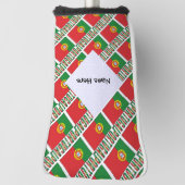 ポルトガル国旗のタイル張り黒パーソナライズされた ゴルフヘッドカバー (回転90)