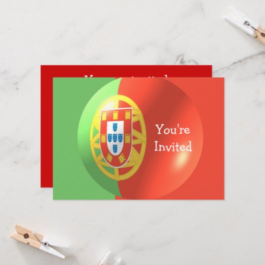 ポルトガル国旗のデザインany大事な行事 招待状 (正面/裏面インサイチュ)