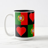 ポルトガル国旗のハートパタン愛国的なポルトガル ツートーンマグカップ (左)