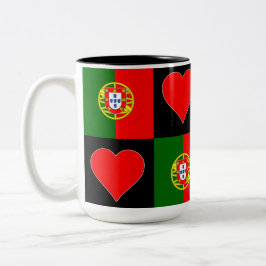 ポルトガル国旗のハートパタン愛国的なポルトガル ツートーンマグカップ