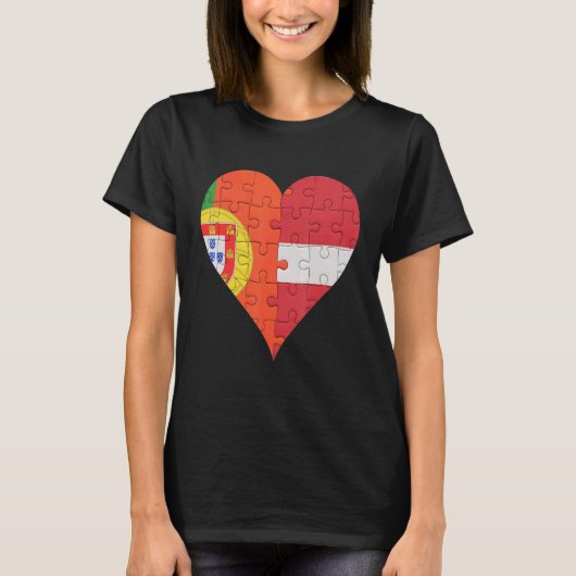 ポルトガル国旗のハート Tシャツ (正面)