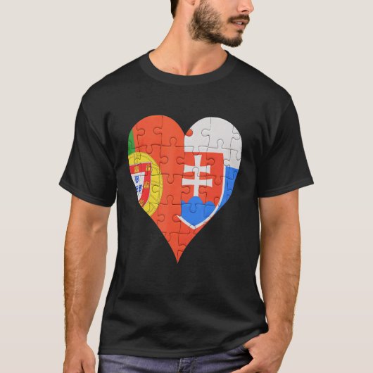 ポルトガル国旗のハート Tシャツ (正面)