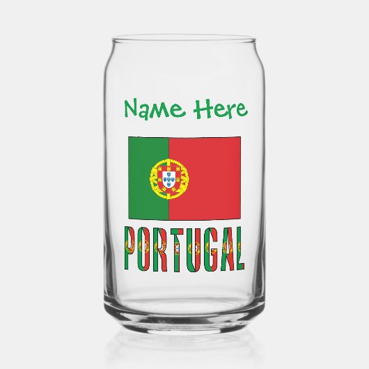 ポルトガル国旗の緑の個人用設定 ガラス缶 (正面)