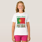 ポルトガル国旗の遺産を誇る女の子用カスタムTシャツ Tシャツ (正面フル)