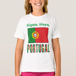ポルトガル国旗の遺産を誇る女の子用カスタムTシャツ Tシャツ