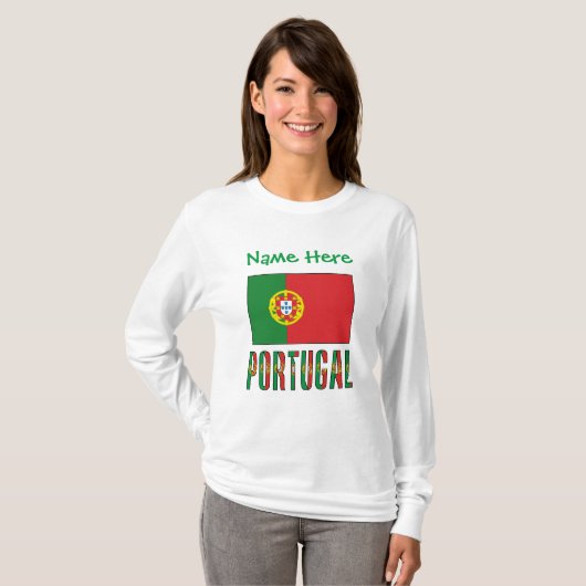 ポルトガル国旗グリーンカスタマイズTシャツ Tシャツ (正面フル)