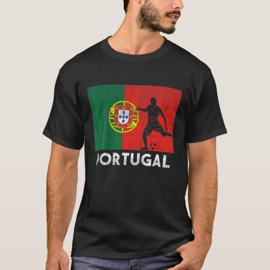ポルトガル国旗サッカーサッカーサッカージャージーポルトガルファン Tシャツ (正面)