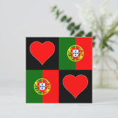ポルトガル国旗ハート愛国的なポルトガル語グリーティング カード (スタンド正面)