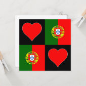 ポルトガル国旗ハート愛国的なポルトガル語グリーティング カード (正面/裏面インサイチュ)