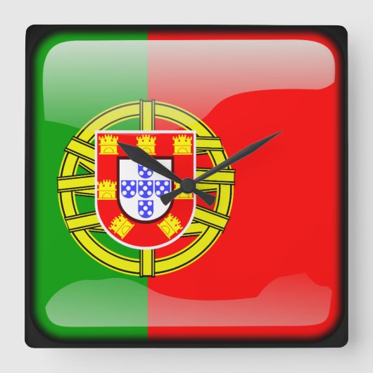 ポルトガル国旗 スクエア壁時計 (正面)