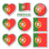 ポルトガル国旗、ポルトガル国旗、ハート/スポーツ シール (正面)