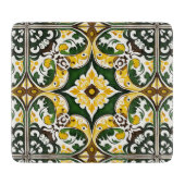 ポルトガル地中海ののタイルのパターン緑の黄色 カッティングボード (正面)