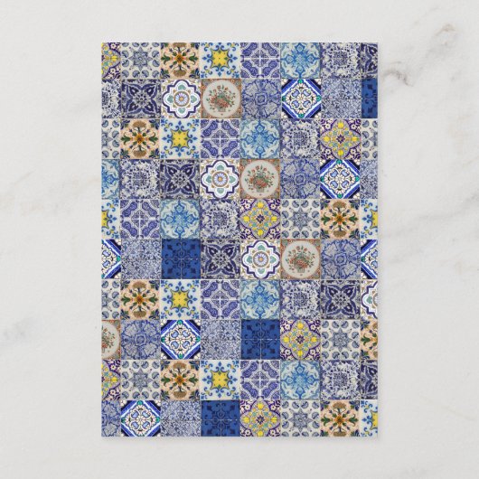 ポルトガル地中海のタイルのパタ結婚ーン エンクロージャーカード (裏面)